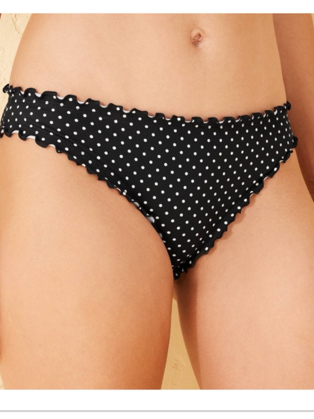 Women’s Black Polka Dot Ruffle Cheeky Bikini Bottoms